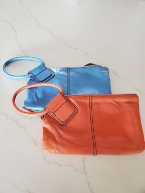 HOBO Women's Leather Wristlet Clutch in Blue and Orange